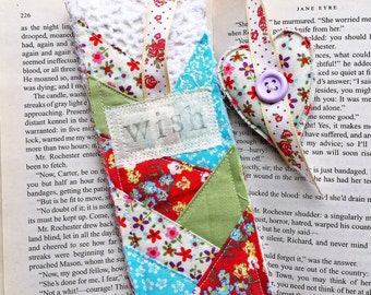 Fabric Patchwork Bookmarks Set of Two Quilted Bookmarks