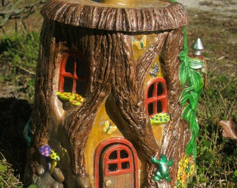 Outdoor fairy house fairy door gifts for her Garden Fairy house decoration Fairy stump house Fairy house planter outdoor fairy decorations