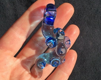 Heady Raindrop and Blue Dream Glass Lampwork Tentacle Pendant