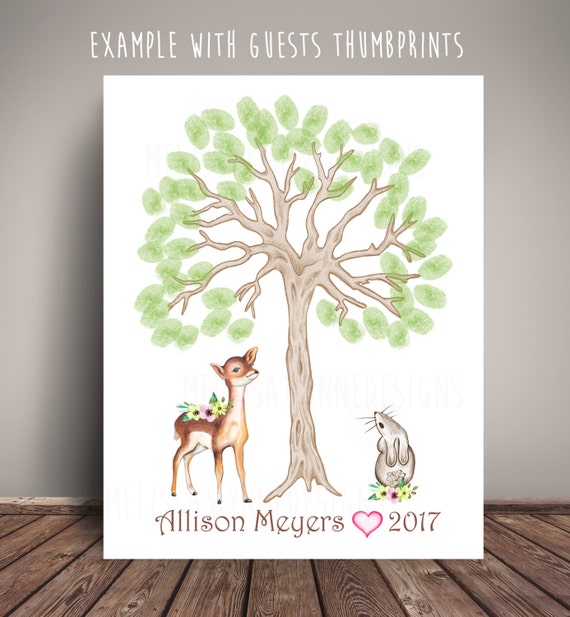 Floral Woodland Deer and Bunny Guest Book by MelissaWynneDesigns