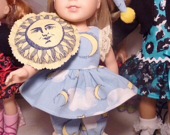 Wellie Wishers Doll Clothes Outfit Set Baby Doll PJ's, Nightcap, Slippers & Pillow Pajama Set 14.5" American Girl Doll