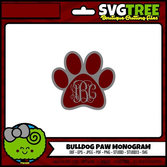 Paw Print SVG Bulldog SVG Dog Monogram msu svg svg by SVGTREE