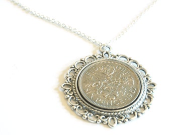1967 Birthday Gift, Lucky Sixpence Necklace, 1967 Jewelry Gift, 50th Birthday Gift, 50th Birthday Ideas, 50th birthday gifts for women