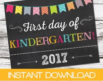 First day of Kindergarten sign, First day of school sign, kindergarden poster Chalkboard poster 1st day Back to School Sign INSTANT DOWNLOAD