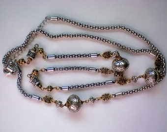 Avon Silver and Gold tone Opera Length Necklace - 4939