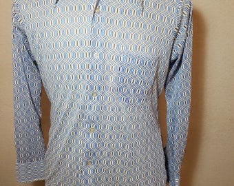 FREE SHIPPING 1970Abstract Nylon Knit Men Shirt