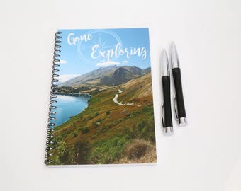 Gone Exploring Journal, Blank Paper Notebook, Mountain Notebook, Sketch book, Travel gift, Nature Journal, Handmade Journal Custom Notebook