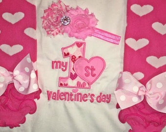 Baby Girl Valentine's Day Outfit, Baby Girl Valentine's Outfit, Girl First Valentine's Day Outfit, Girl 1st Valentine's Outfit