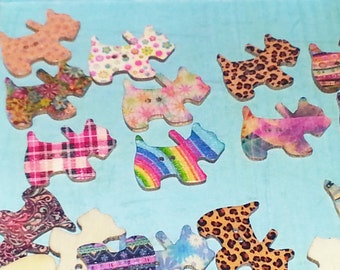 SCOTTY DOG BUTTONS,Novelty Buttons,Painted Buttons,Craft Buttons,Craft Supply,Scrapbook Supply,Wood Crafts,Sewing Buttons,Sewing Notions