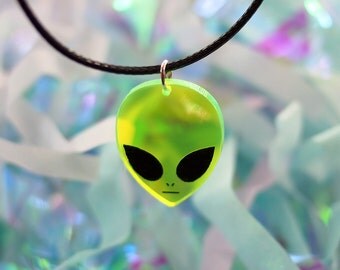 Transparent Alien Necklace / Alien Choker, Pastel Goth Clothing, Alien Jewelry, 90s Tattoo Choker, 90s Grunge Choker, Vintage Loser