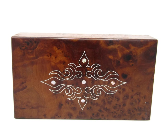 Vintage Redwood Burl Stash Box with Mother of Pearl Inlay | Cedar Lined Gift Box | Keepsake Box | Burl Wood Box MOP | Wood Box Mom Teen