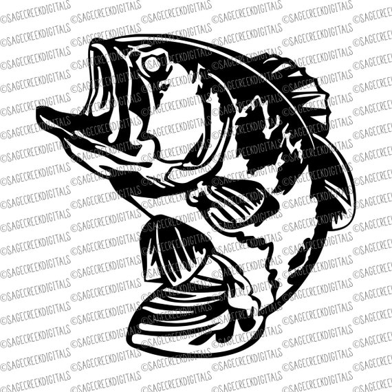 Bass Fish SVG Cut File, Cuttable Files, Silhouette Cut File, Cricut Cut