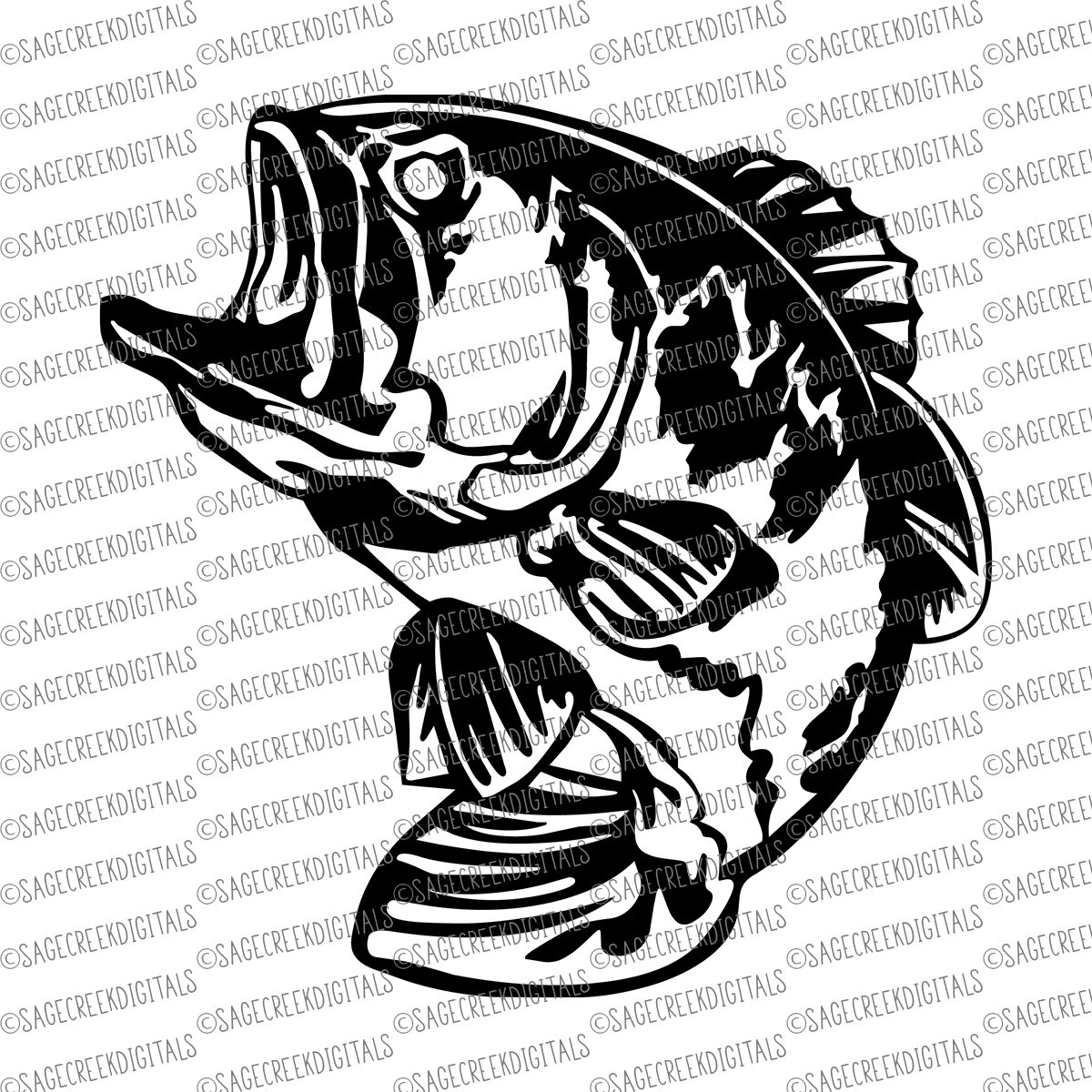 Download Bass Fish SVG Cut File Cuttable Files Silhouette Cut File