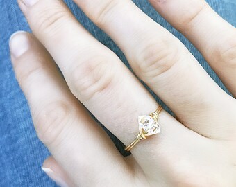 Minimalist Herkimer Diamond Ring // Delicate Druzy Ring // Herkimer Jewelry // Handmade Ring