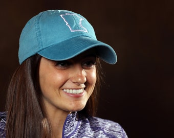 Minnesota State Outline Monogram Hat - MN - Personalized