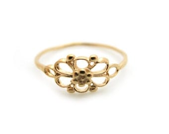 Flower Ring, Gold Thin Ring, Minimalist Ring, Gold Flower Ring, Bridesmaid Gift, Simple Ring, Gift for Her