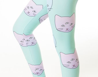Seeing Things Leggings, three eyed cat leggings, pastel leggings, tights, hands, festival, yoga, unisex leggings, pastel cat