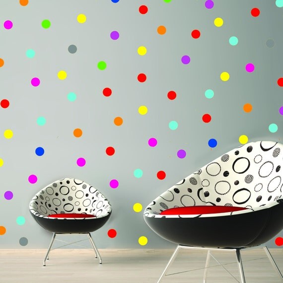 Polka dot wall decal Rainbow polka dot Rainbow polka dot