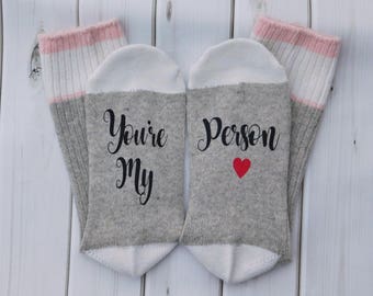 Bring me wine socks, Grey's anatomy gift, best friend gift, you're my person, you are my person
