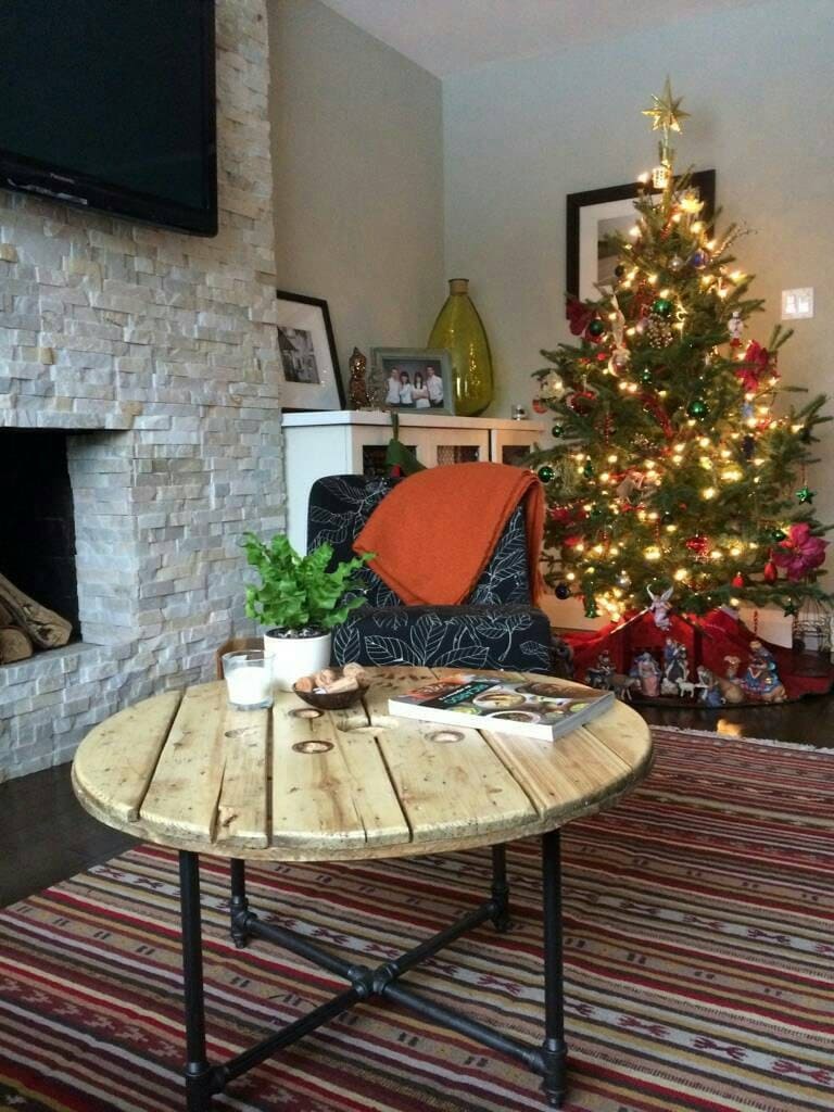 Reclaimed Wood Spool Coffee Table Rustic Coffee Table