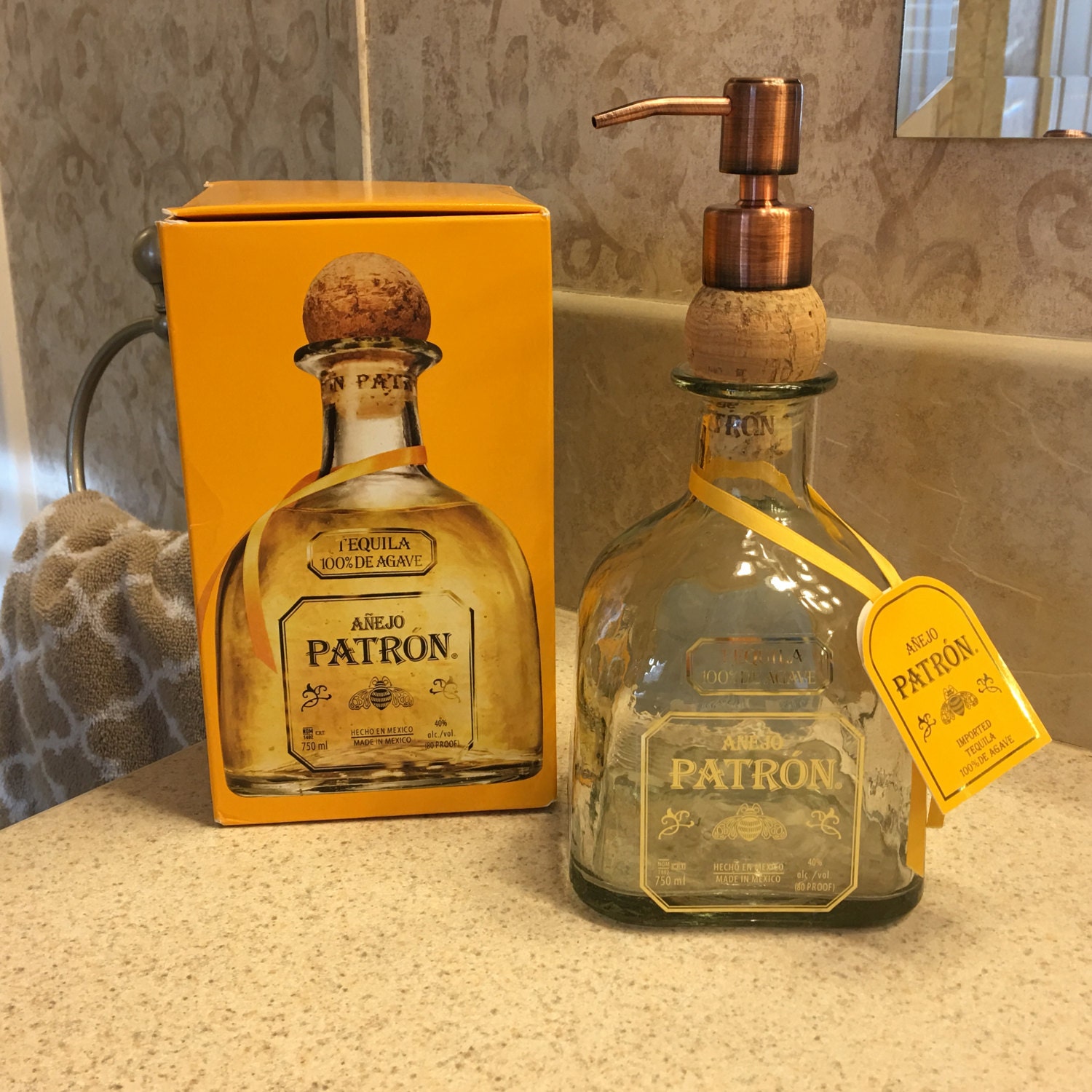 Soap Dispenser Patron Tequila Liquor Bottle Metal Pump