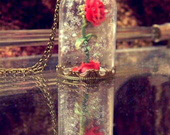 Beauty and the Beast Rose Necklace Inspired
