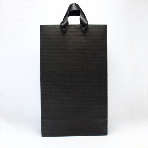 50 Medium Black Paper Bags with Handles 6.3x10.6x3.1 inches