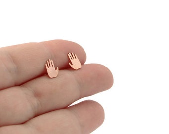 Copper Hand Studs, Quirky Earrings, Hand Jewelry, Copper Studs, Hand Earrings, Hand jewelry, Body Jewelry, palmistry jewelry, palm earrings
