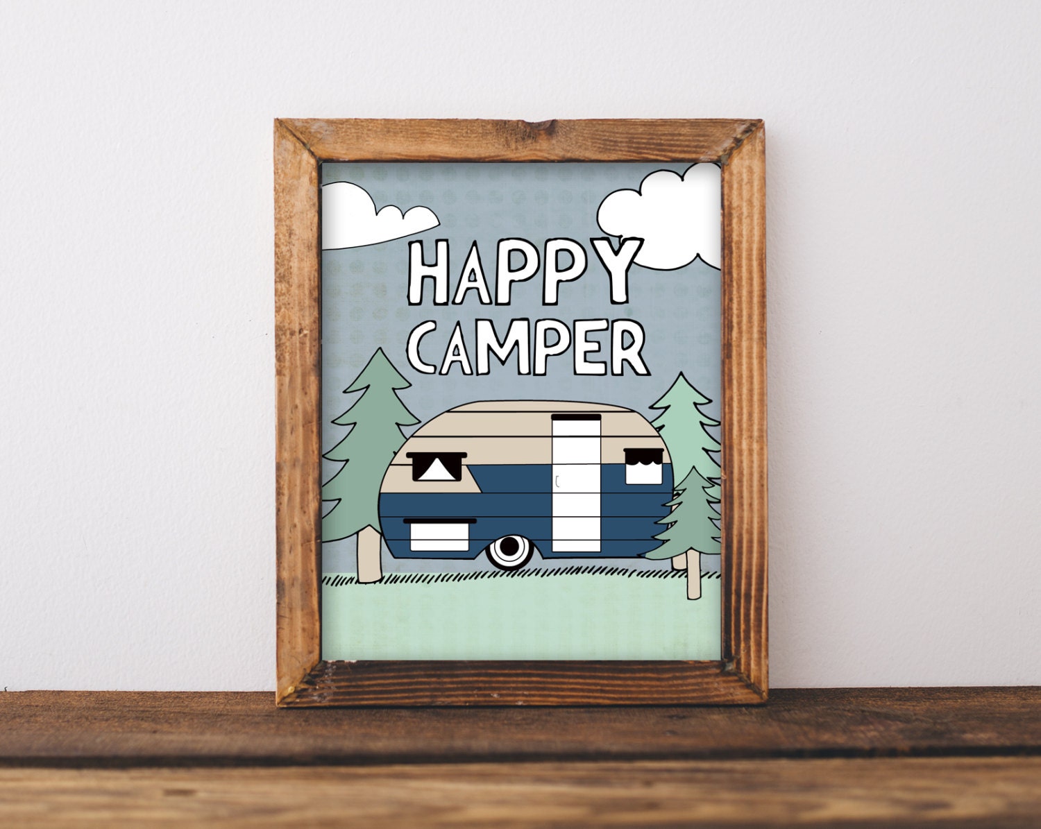 Happy Camper Nursery Wall Art Printable Navy & Mint Camping