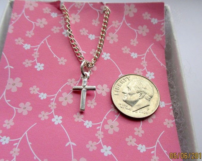 Sterling Silver-Cross Necklace-cross for a baby-Christening Cross-First Holy Communion-small cross-Simple Cross-girls cross pendant