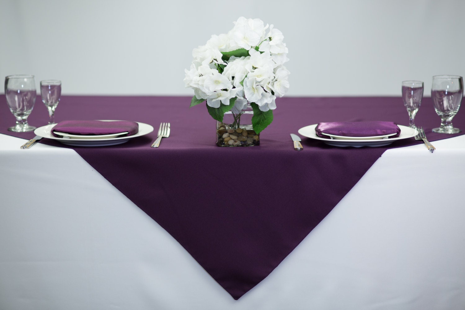 54 inch Square Plum Tablecloth Polyester Wedding Table