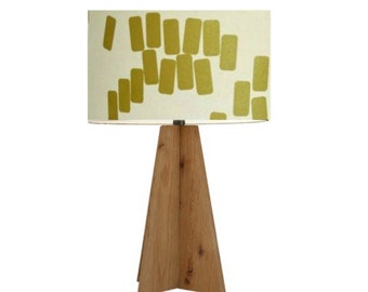 Hand Screen Printed Metallic Gold Blocks on a White Drum Shade