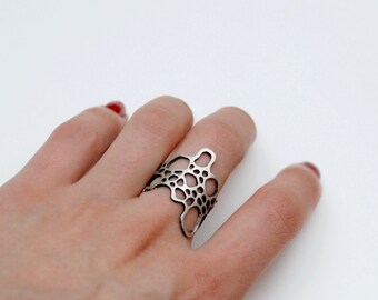 bague "eau" repercée argent / "water" silver ring