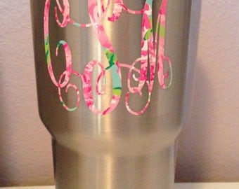 Lilly Pulitzer Monogram Decal, Lilly Inspired Decal Monogram, Lilly Pulitzer Decal, Lilly car decal, Lilly Pulitzer Yeti decal
