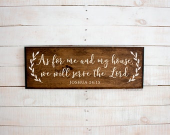 As For Me & My House Sign | As For Me and My House We Will Serve The Lord | Wood Sign | Rustic Wood Distressed Sign with Frame | Bible Verse