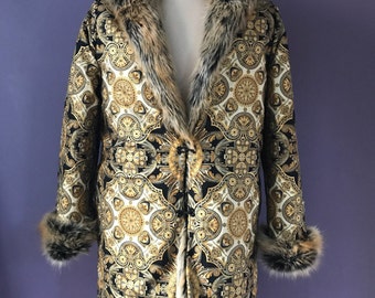 NEW! Golden Sultan Tales Faux Fur Festival Faux Fur Bohemian Tribal Clothing Playa Coat Jacket Men's Fur Hippie Coat