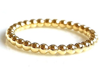 Beaded Dotted Gold Ring, Wedding Ring, Engagement Ring, Stacking Ring, Bridal Jewelry, Handmade Rings, Minimalist Rings, Anniversary Ring