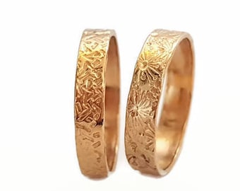 Wedding Band Rings, 14k Gold Rings, Timeless Rings, Campo di Fiori Collection, Bridal Jewelry, Unisex Rings, Handmade Rings