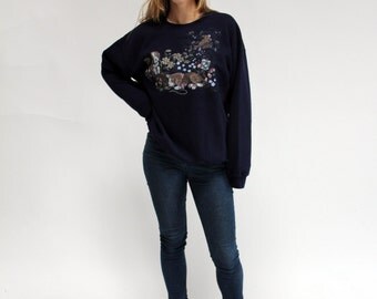 Vintage Puppy Sweater Dog Sweater Floral Sweatshirt Animal Pullover Dog Lover Dog Owner Dog Clothing