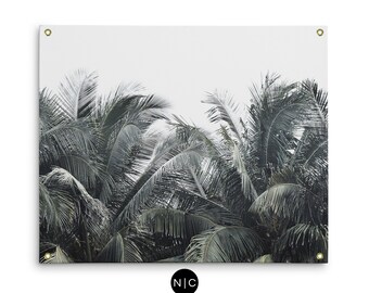 Cozumel Palms - Wall Tapestry, Tropical Green Coconut Palm Trees, Home Decor Wall Hanging Backdrop Accent Tapestry. In Small Medium Large