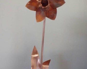 Copper daffodil, metal flower copper anniversary gift, spring flower, 10th anniversary gift