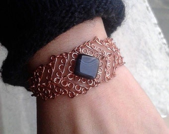 Handmade BLACK AGATE copper bracelet