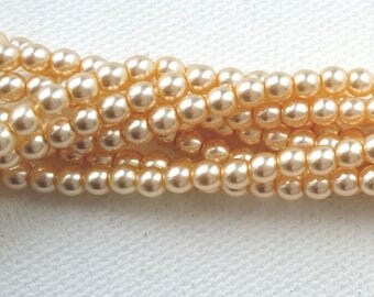 Choice 3mm, 4mm or 6mm Czech glass pearls - IVORY/CREAM - strand of beads for making jewelry - smooth round druks, luster finish faux perles