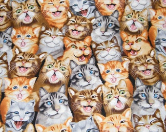 BTY Cute SELFIE CATS Kittens Print 100% Cotton Quilt Craft Timeless Treasures Fabric by the Yard