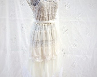 Ivory lace upcycled wedding dress, boho wedding dress