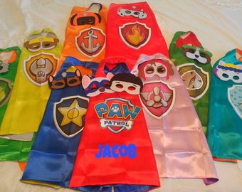 PERSONALIZED Paw Patrol Cape! Birthday Party! Chase Marshall Skye Rubble Rocky Everest Tracker Apollo Ryder! Paw Patrol Birthday Party!