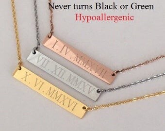Roman Numeral Necklace, date necklace,Personalized necklace, Rose Gold Necklace, bridesmaid gift,