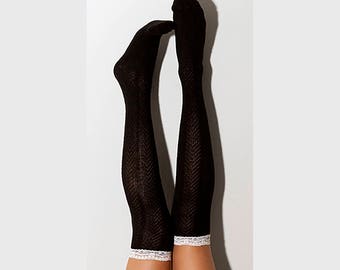 black lace knee socks