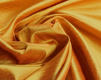 Fabric natural Shantung silk curry yellow