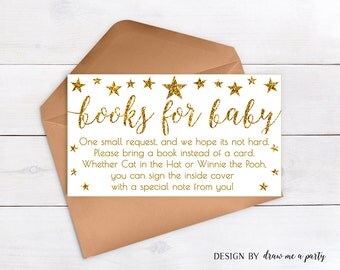 Twinkle Twinkle Little Star Book Request , White and Gold Baby Shower , Bring a Book , Gold Books For Baby , Printable , DIY